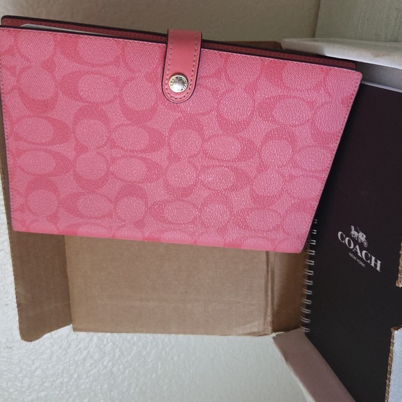 Coach Pink Lemonade Signature Pattern Leather Cover Notebook Journal + Refill! - Picture 2 of 10